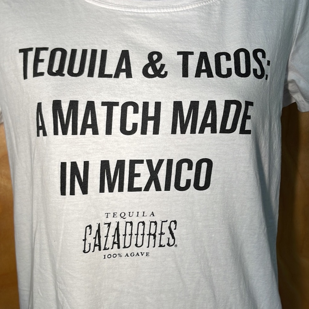 Limited Edition Cazadores Tequila & Tacos Plain White T-Shirt Fun Unique - Picture 3 of 3